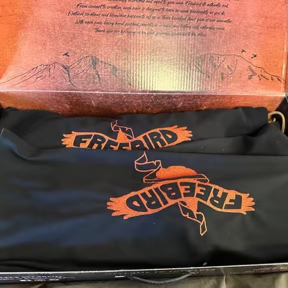 Freebird Brown Leather Boots with Green and Yellow Knit Accents - Picture 7 of 7